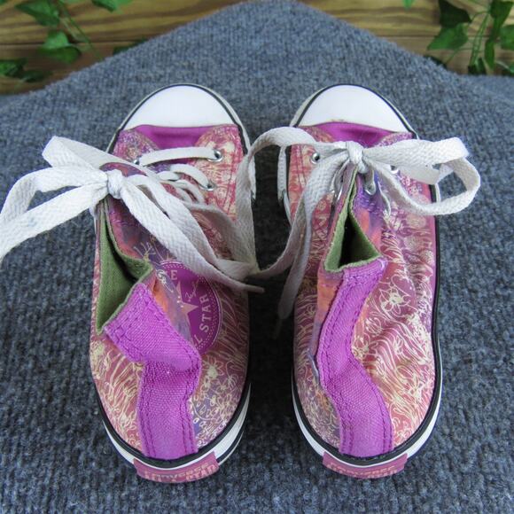 Converse Sneaker‎ Mid Top Girl Y 1 Medium Athletic Pink Fabric Lace Up - Picture 4 of 6